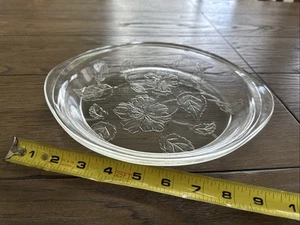 Vtg Mckee Flamex Ovenware Pie Plate 9.5" Clear Glass Hibiscus Pattern Sears 1945 - Picture 1 of 8