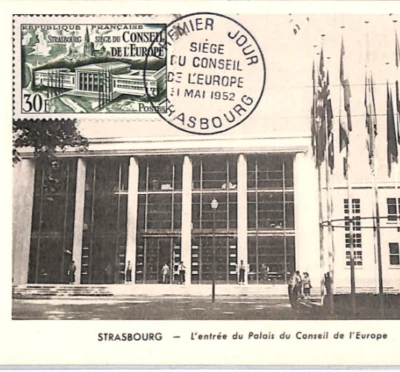 FRANCE FDC Postcard 1952 MAXI CARD Strasbourg Council of Europe {samwells}PX334 - Image 1 of 4
