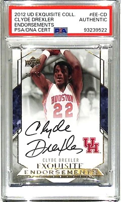 2012 UD Exquisite Endorsements CLYDE DREXLER Signed UH Card #EE-CD PSA Slabbed - Image 1 of 2
