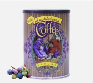 Huckleberry Coffee 12oz  Tin Montana Wild Berry Fruit Flavor Ground Coffee - Picture 1 of 2