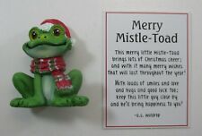 EE5 MERRY MISTLE TOAD frog Christmas figurine miniature stone Ganz mistletoe