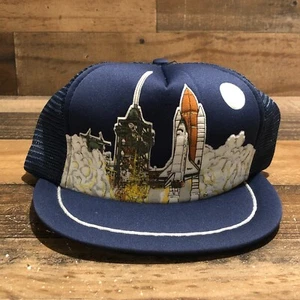 Vintage Space Shuttle Hat Snapback Trucker Cap Kids YOUTH KIDS Blue 80s - READ - Picture 1 of 13