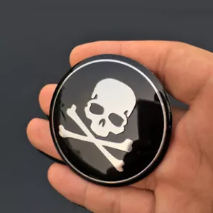 4pcs Car Wheel Center Hub Cap Metal Cross Bone Skull Logo Emblem Stickers 56mm - Picture 1 of 12