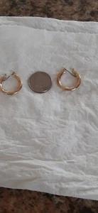 Sterling Silver Hoop Earrings slightly Hammered 925 and Gold Plated Hoops - Picture 1 of 2