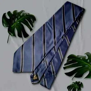 Nautica Silk Necktie, 55" X 4", Blue/Black/Silver Striped. NB-3 - Picture 1 of 5