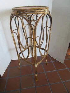 Antique Art Nouveau Burnt Bamboo Plant Stand Table Victorian 1900’s 29.5” tall - Picture 1 of 20