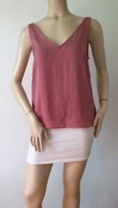 H&M V-Front & Back Dusty Pink Hammer Satiny Silky Tank Shell (Size 6) - Picture 1 of 12
