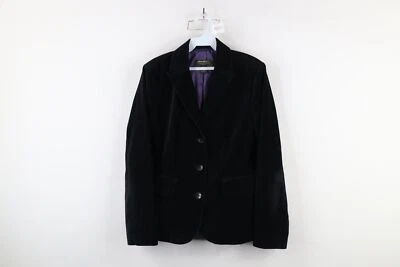 De Colección Eddie Bauer Mujer 8 Terciopelo Terciopelo 3 Botones Blazer Chaqueta Traje Abrigo Negro Foto 1 de 4
