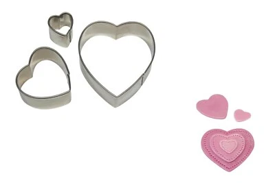 HEART CAKE CUTTER STAINLESS STEEL 3 SET PME DECORATING SUGAR CRAFTING BAKING ! - Image 1 of 4