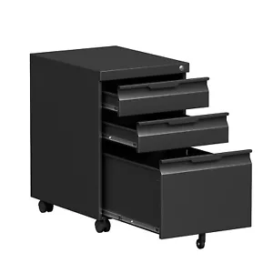 3 Drawer File Cabinet with Lock,Office Rolling Filing Cabinet Storage Under Desk - Picture 1 of 12