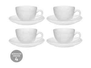 Maxwell & Williams White Basics Rococo Demi Cup & Saucer 90ml Set of 4 - Picture 1 of 5