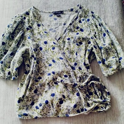 Primark Women’s Top Size 20 Wrap Floral Blouse Short Sleeve Holiday TP42* - Image 1 of 4