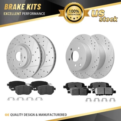 Rotores perforados delanteros y traseros + pastillas de freno de cerámica para Nissan Máxima 2004-2008 Foto 1 de 4