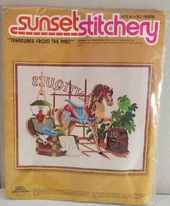 Vintage New Sunset Cross Stitchery Kit 1978 Treasures From the Past 16"x20" 2691 - Picture 1 of 4