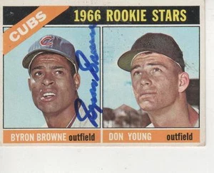 Topps #139 1966 firmado por Byron Browne - Chicago Cubs Rookie Stars - Imagen 1 de 1