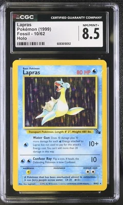 Tarjeta holográfica de Pokémon CGC 8,5 Lapras 1999 Fossil 10/62 Foto 1 de 2