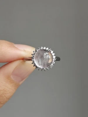 morganite flower band Adjustable Silver Plated Ring - Image 1 of 4