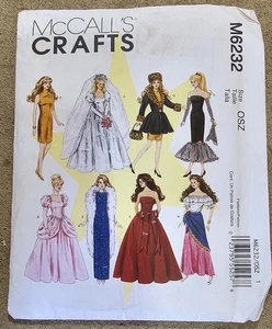 Moda Barbie Muñeca Vestido de Boda VESTIDO Bufanda Estola Guantes McCall's M6232 11 1/2" - Imagen 1 de 2