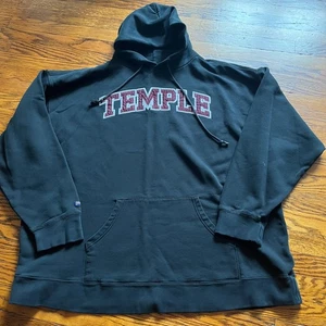 Vintage Y2K JanSport Temple University XXXL Pullover Hoodie Black Embroidered - Picture 1 of 14