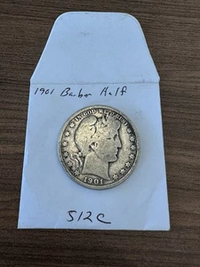 1901 - Barber Half Dollar - genaue Münze abgebildet schöne Details 90% Silber - Bild 1 von 4