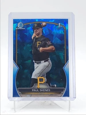 PAUL SKENES 2023 BOWMAN CHROME DRAFT 1ST SAPPHIRE REFRACTOR Q4060 - Image 1 of 2
