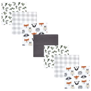 Hudson Baby Cotton Flannel Receiving Blankets Bundle, Woodland Faces, One Size - Picture 1 of 6