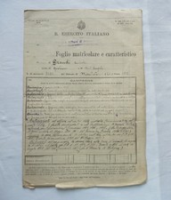 FOGLIO MATRICOLARE MILITARE DAL 1917 AL 1945 PRIMA GUERRA WWI WWII MANTOVA