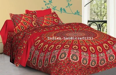 Indien Peacock Mandala Cotton Bedspread Kantha Quilt Twin Bedding Blanket Throw - Image 1 of 3