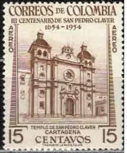 COLOMBIA-1954– CHURCH OF ST.PETER CLAVER 300TH ANN.– VF** - Bild 1 von 1