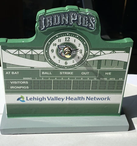Iron Pigs Lehigh Valley Scoreboard Desk  Mantle Clock Idegy New AA Battery Cover