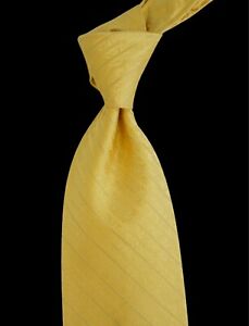 $225 NWOT ITALO FERRETTI Yellow w Tonal Striped Silk Neck Tie Italy 4.0W