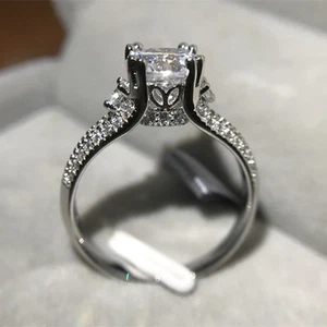 1,5 kt Micro Inlay CZ Königskrone Verlobungsring 925 Silber Damenring Größe 4-9 - Bild 1 von 16