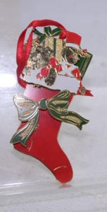 Baldwin Brass with 24 kt gold overlay ornament Christmas stocking with toys 1993 - Picture 1 of 4