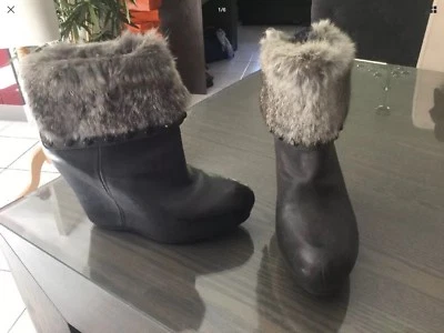 Bottines ASH pointure 39 cuir gris bon état  - Photo 1/4