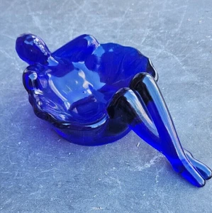 Bathing Beauty Ballerina Trinket Dish Soap Dish Mosser Cobalt Blue Nude Nymph - Picture 1 of 18