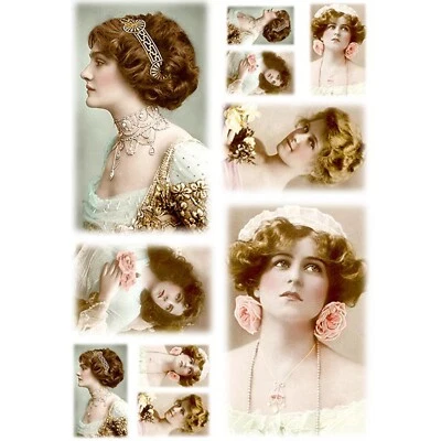 A4 Decoupage Paper VICTORIAN BEAUTIES | Paper Designs Italy Rice Paper Craft - Image 1 of 4