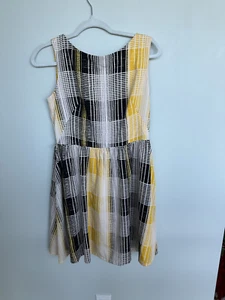 Banana Republic Yellow and Black Business Casual Belted Dress Size 8 - Picture 1 of 10