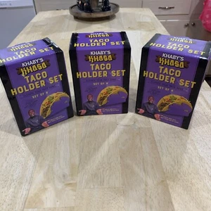 NIB LOT OF 3 Khaby’s Khasa Taco Holder Set , 4 In Each Box , Dish And Micro Safe - Picture 1 of 14