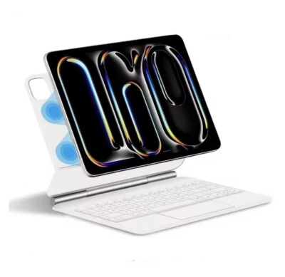 Magic Keyboard for iPad Air M2,Pro M4 2024 MODELS ONLY Cover Magnetic Case WHITE - Image 1 of 4