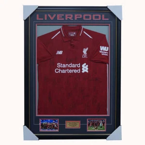 Liverpool Signed 2019 Uefa Champions Team Jersey Framed Henderson Salah Mane - Picture 1 of 1
