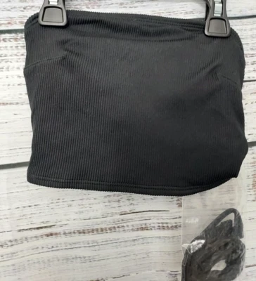 Sujetador para mujer Aerie XXS negro bandeau acanalado correas extraíbles NUEVO Foto 1 de 4