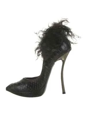 LANVIN 黑色皮革动物印花泵 尺寸 7 IT 37 二手状况良好 — 第 1/4 张图片