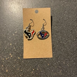 Houston Texans Football Bull & Bull Logo Earrings - Picture 1 of 2