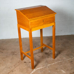Mid Century Danish Modern Podium Lectern Standing Desk White Oak Solid Wood Mcm