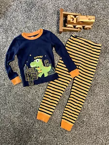 Youth Boys Gymboree Dino Dinosaur blue orange striped Pajama set size 6 - Picture 1 of 7