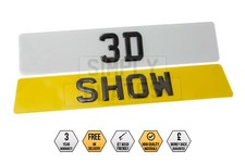 PAIR Of 3D Gel SHOW PLATES Novelty Reg UK Number Plates Domed Gloss Black