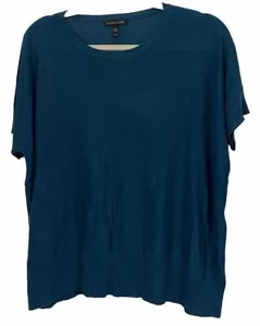 Eileen Fisher Wool Blend Sweater Boxy Teal Size Medium, Short Sleeves,NWOT - Picture 1 of 5