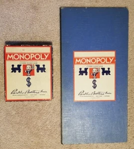 Raro Monopoly Parker Brothers 1946 completo pezzi legno tavola blu brevetto 2.026.082 - Foto 1 di 24