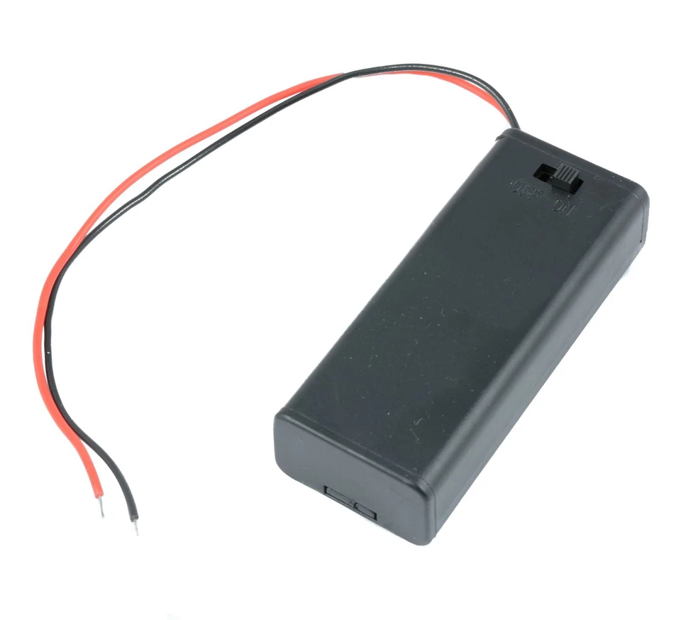 AAA x 2 Enclosed Battery Holder Box with On/Off Switch 15cm Wires