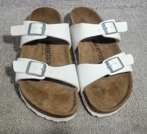Birkenstock Sydney Unisex Size 38 US L7 M5 White Birko-Flor Slide Narrow Sandals - Picture 1 of 12
